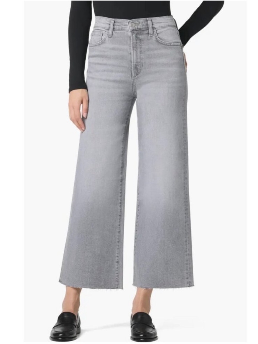 Joe’s Jeans Athena Wide Leg Ankle Raw Hem Light Grey Jeans. EUC. 32. Stretchy